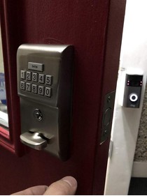An Emtek Classic keypad we installed, Inglewood, Calgary
